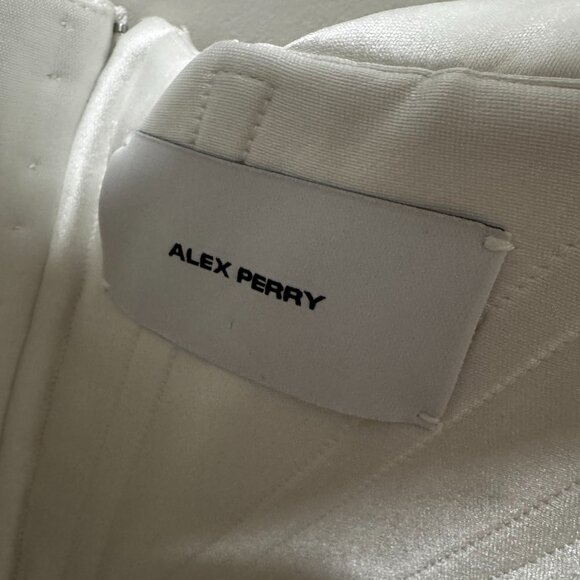 Alex Perry Strapless Draped Sateen Mini Dress, White US 8 (UK 12) - Picture 4 of 5